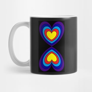 Mirror Image Rainbow Hearts on Black Mug